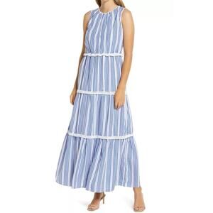 Julia Jordan Gingham Tiered Maxi Long Dress Spring Cottage Core Preppy Easter 14